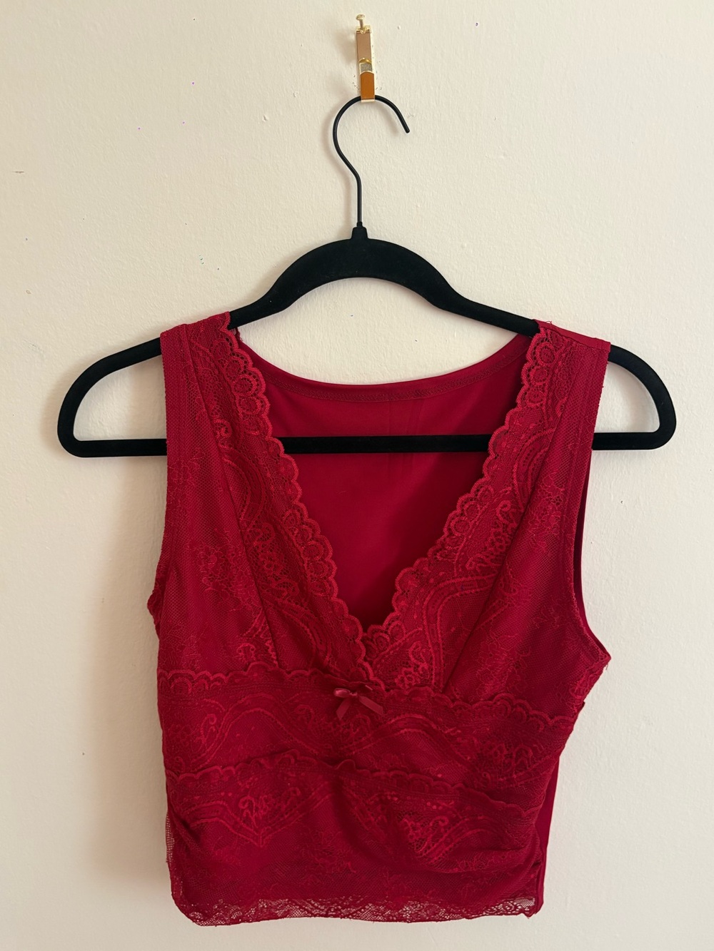 Cider Red Lace V-Neck Crop Top